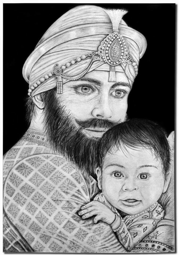 Pencil Sketch of Guru Gobind Singh Ji - DesiPainters.com