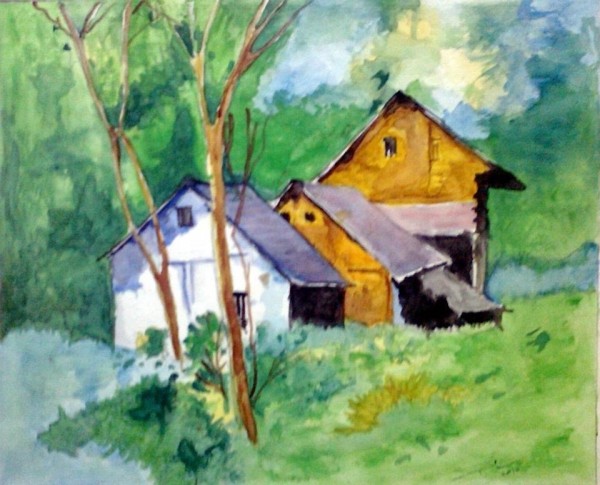 Oil Painting of Forest home - DesiPainters.com