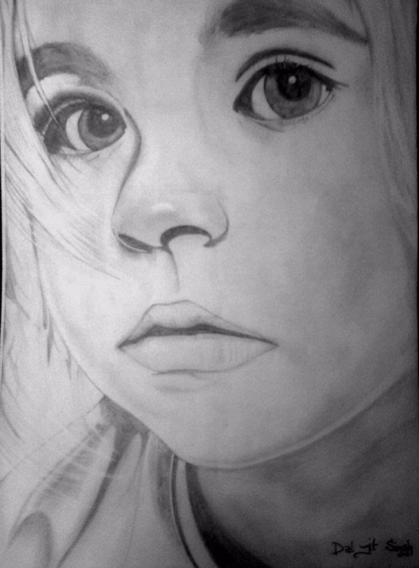 Pencil Sketch of Baby Girl - DesiPainters.com