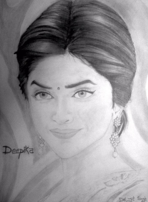 Pencil Sketch of Deepika Padukone - DesiPainters.com