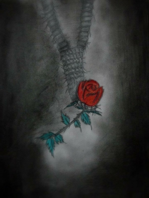 Mixed Painting of Hanging Rose - DesiPainters.com