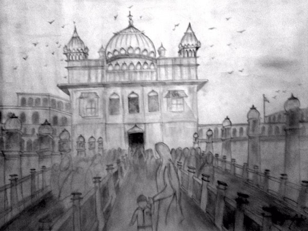 Pencil Sketch of Golden Temple - DesiPainters.com