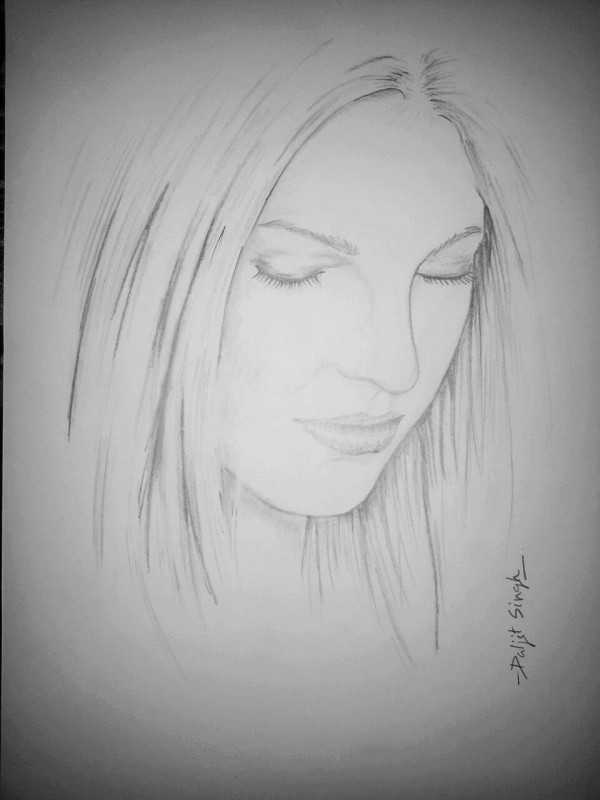 Pencil Sketch of Beauty Of Girl - DesiPainters.com