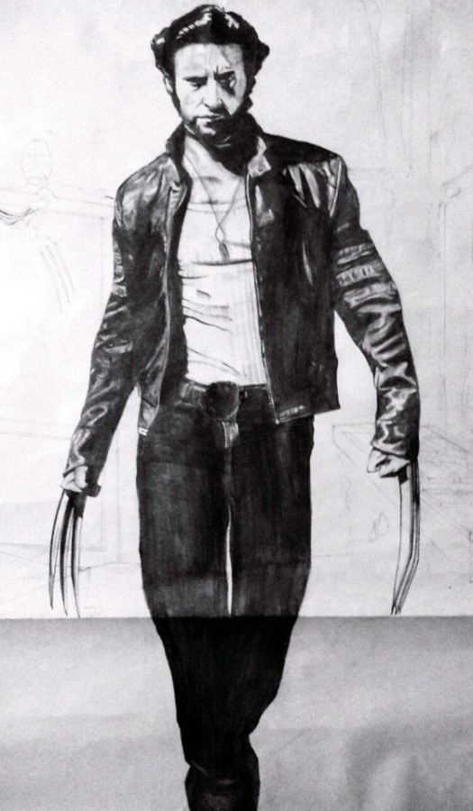 Pencil Sketch of Hugh Jackman - DesiPainters.com