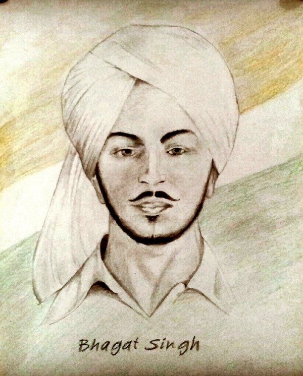 Pencil Sketch of Bhagat Singh - DesiPainters.com