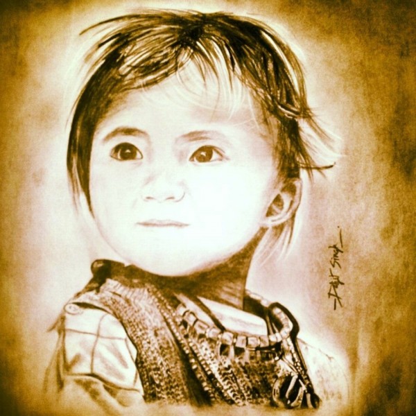 Pencil Sketch of Innocent Child