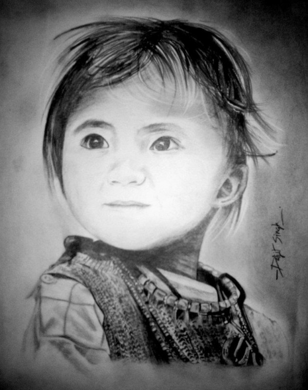 Pencil Sketch of Innocent Child