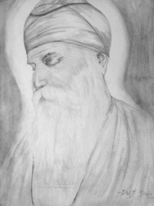 Pencil Sketch of Guru Nanak Dev Ji