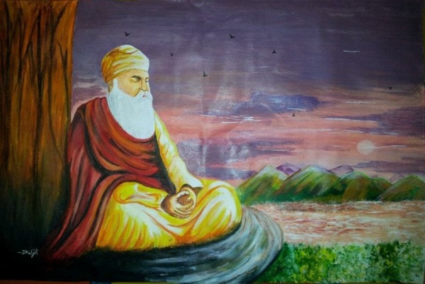 Acryl Painting of Guru Nanak Dev Ji - DesiPainters.com