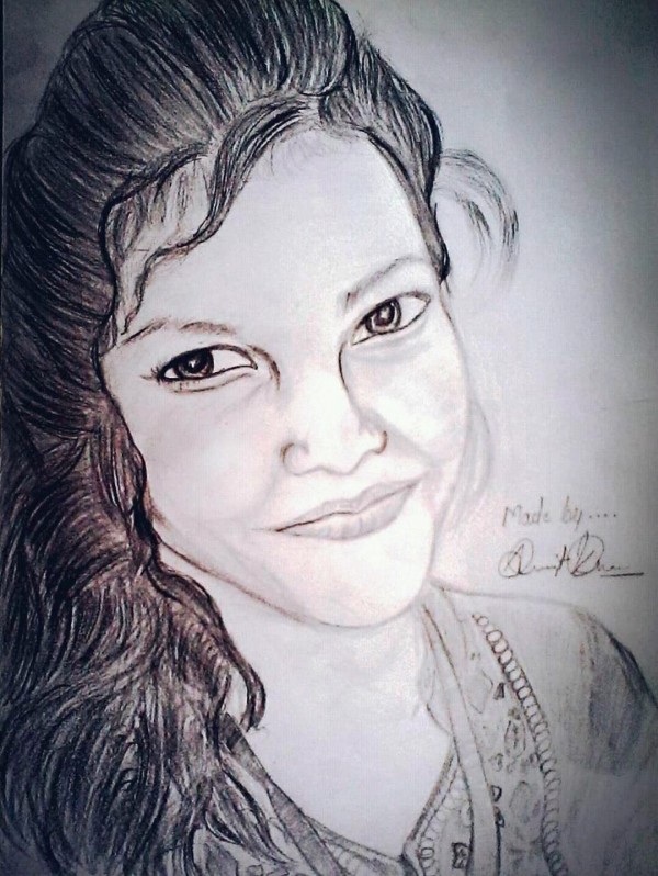 Pencil Sketch of Girl - DesiPainters.com