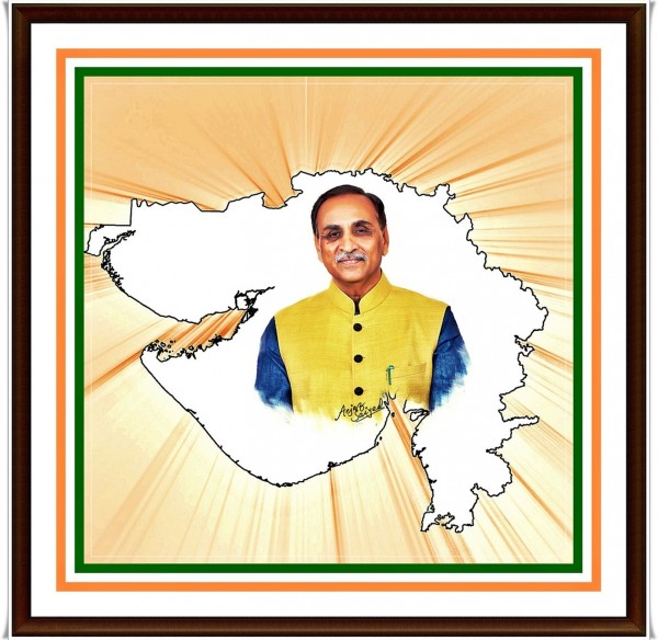 Digital Painting of Gujarat C.M Vijay Rupani - DesiPainters.com