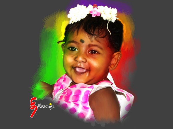 Digital Painting of Cute Baby Girl - DesiPainters.com