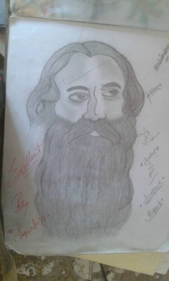 Pencil Sketch of Ravindranath Tagore - DesiPainters.com