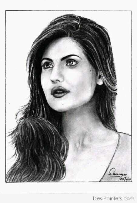 Pencil Sketch of Zareen Khan - DesiPainters.com