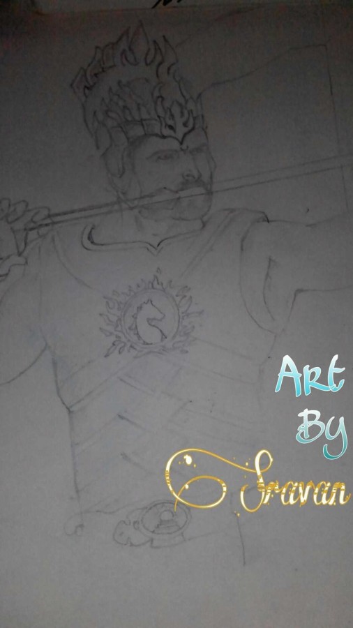 Pencil Sketch of Bahubali - DesiPainters.com