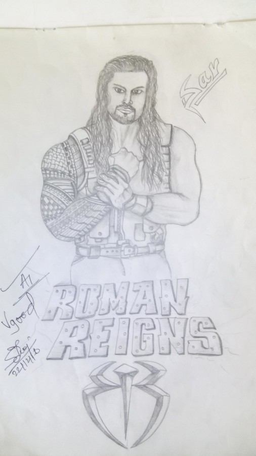 Pencil Sketch of Roman Reigns - DesiPainters.com