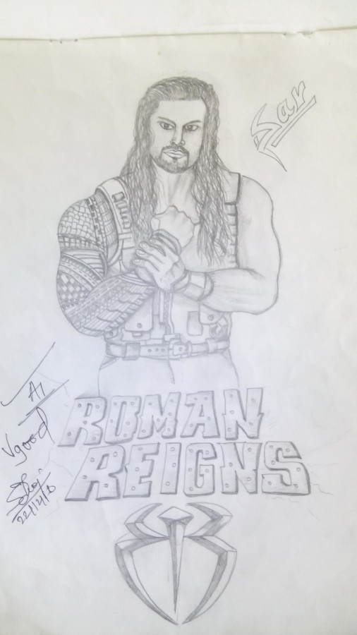 Pencil Sketch of Roman Reigns