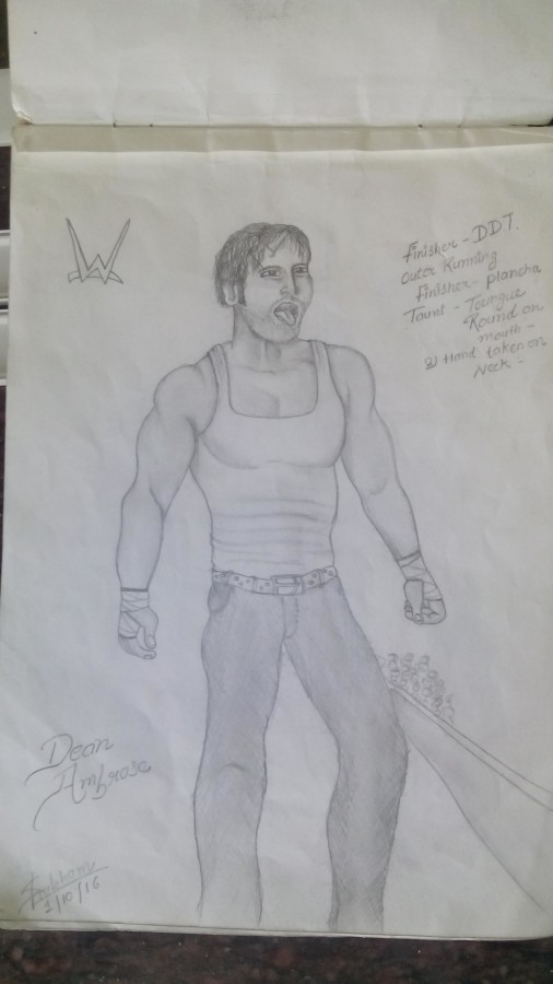Pencil Sketch of Dean Ambrose - DesiPainters.com