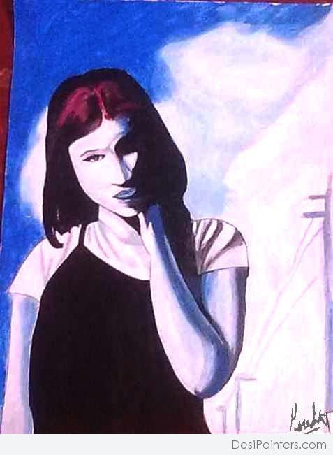 Watercolor Painting of Girl - DesiPainters.com