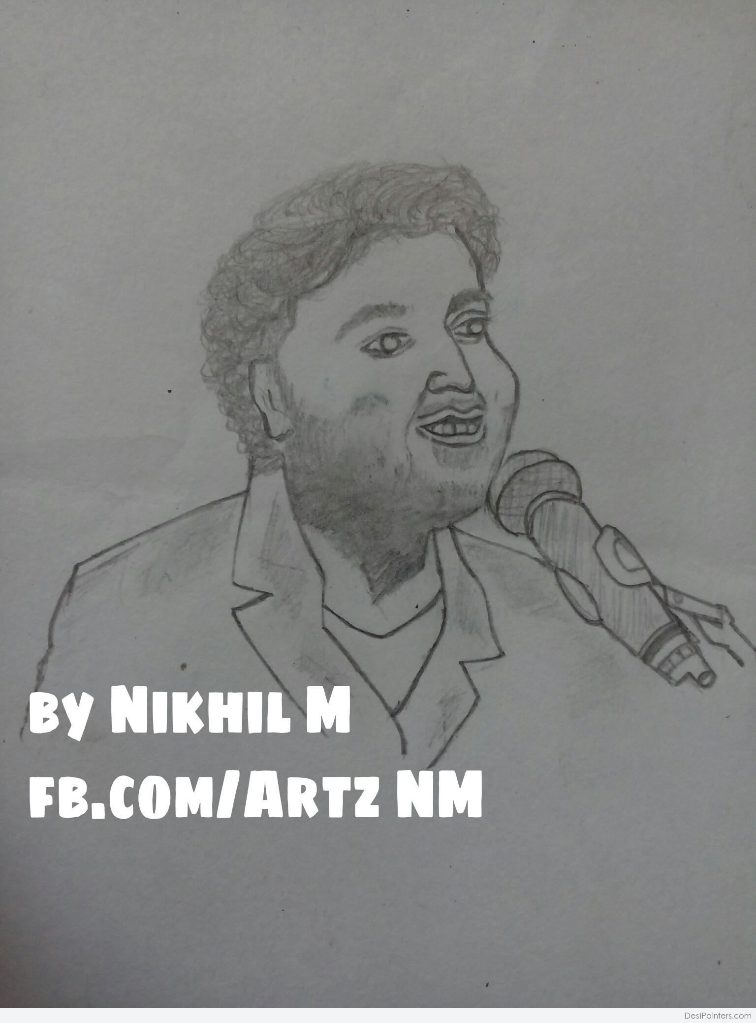 Pencil Sketch of Arijit Singh