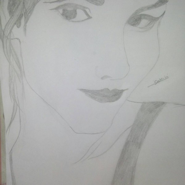 Pencil Sketch of Girl - DesiPainters.com
