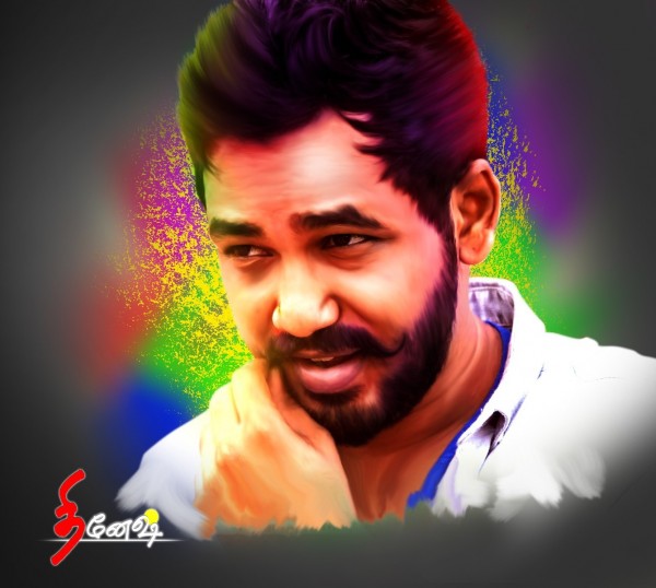 Digital Painting of Tamil Actor Adhi - DesiPainters.com