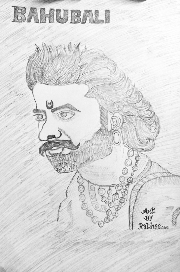 Pencil sketch of Bahubali - DesiPainters.com