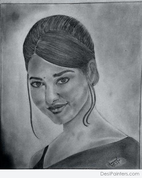 Pencil Sketch of Tamanna Bhatiya