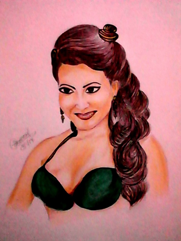 Pencil Color Sketch of Urvashi Rautela