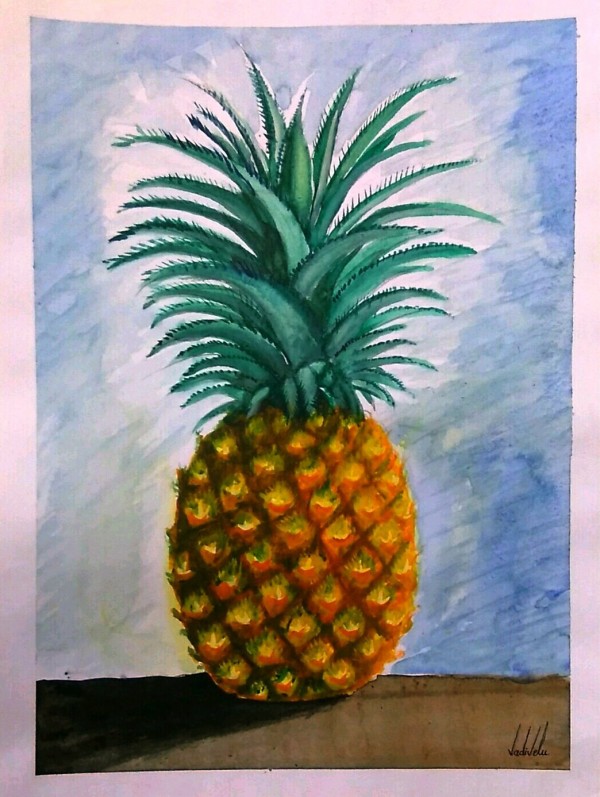 Watercolor Painting of Pineapple - DesiPainters.com