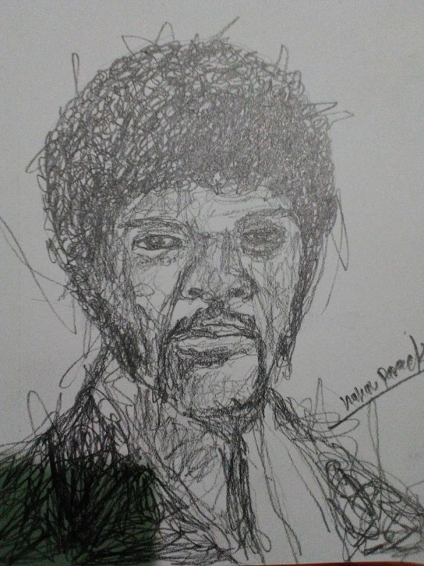 Scribbled Sketch of Samuel l Jackson - DesiPainters.com