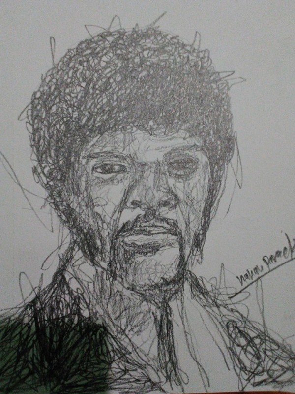 Scribbled Sketch of Samuel l Jackson