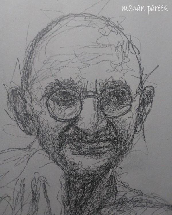 Scribbled Sketch of Mahatma Gandhi - DesiPainters.com