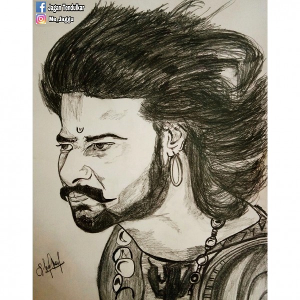 Pencil Sketch of Baahubali - DesiPainters.com