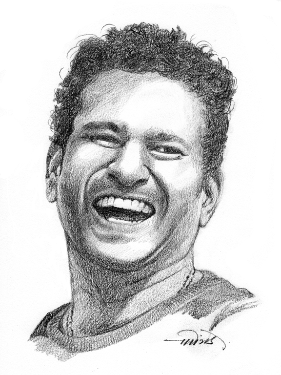 Pencil Sketch of Sachin Tendulkar