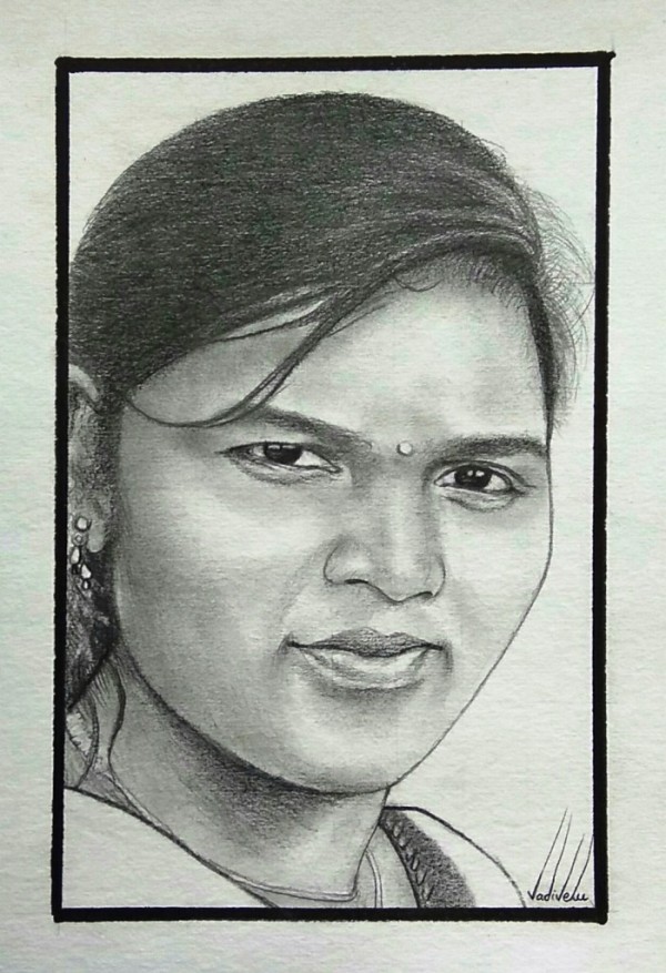 Pencil Sketch of Girl - DesiPainters.com