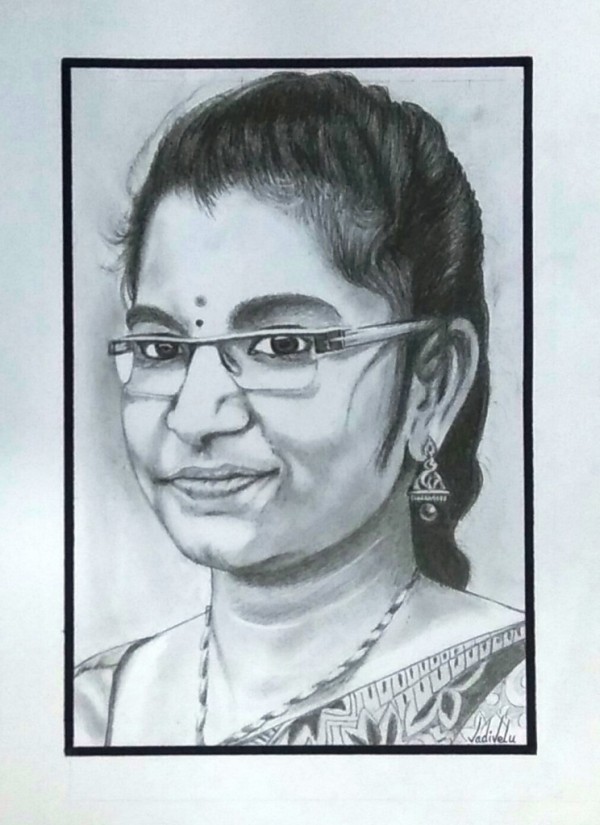 Pencil Sketch of Lady - DesiPainters.com