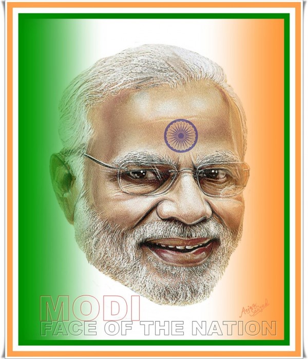 Mixed Painting of Narendra Modi