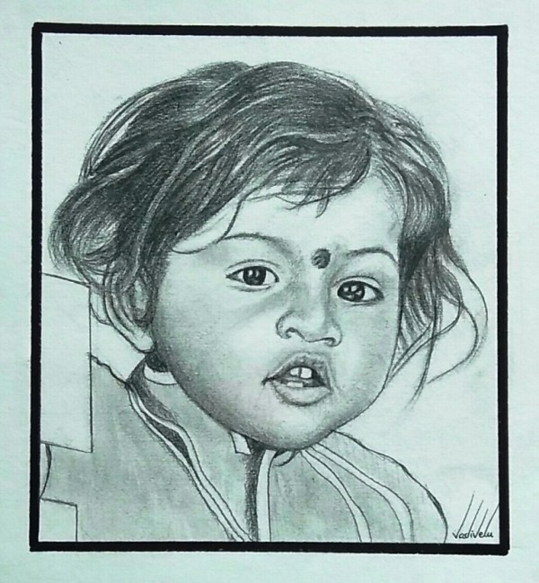 Pencil Sketch of Cute Child
