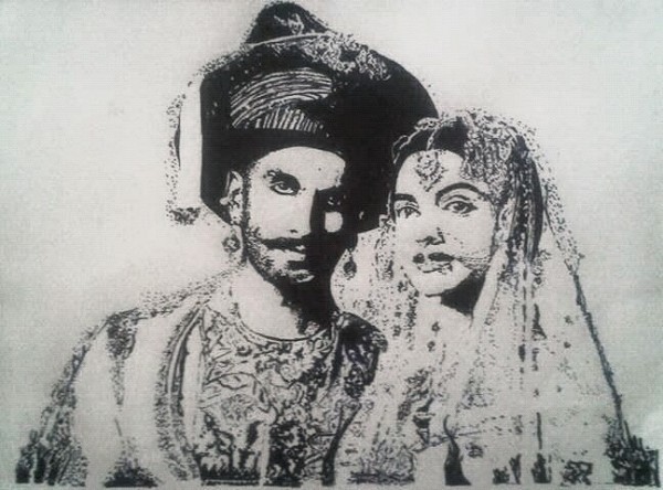 Ink Painting of Bajirao Mastani by Shubham Kasture