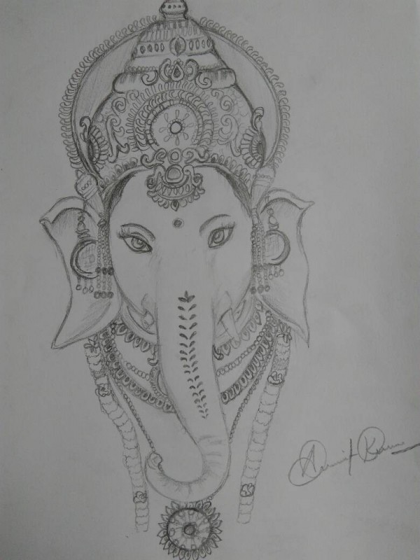 Pencil Sketch of Lord Ganesha - DesiPainters.com