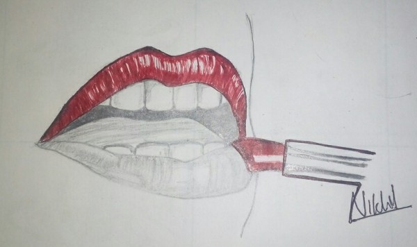 Ink Painting of Lips - DesiPainters.com