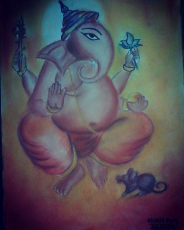 Pastel Painting of Lord Ganesha