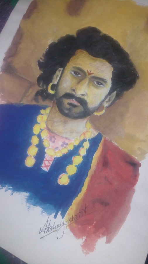 Watercolor Painting of Bahubali - DesiPainters.com