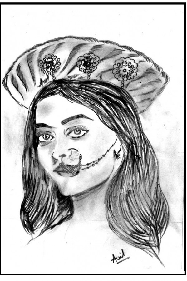 Pencil Sketch of Deepika Padukone - DesiPainters.com