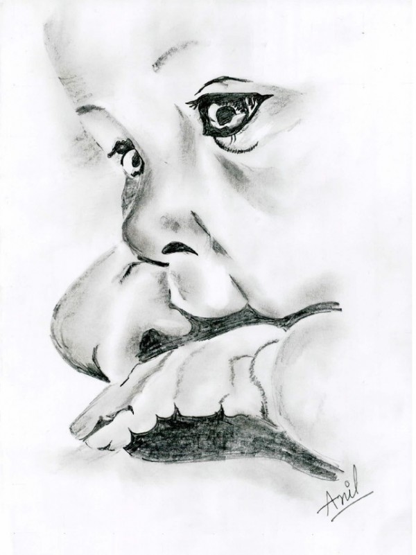 Pencil Sketch of Innocent Baby - DesiPainters.com
