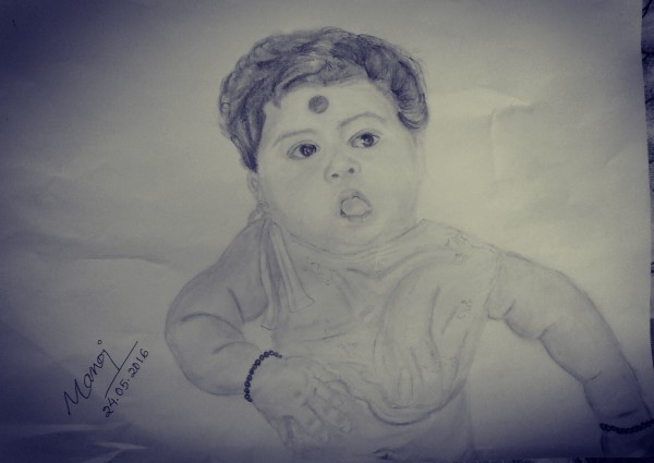 Pencil Sketch of Baby - DesiPainters.com
