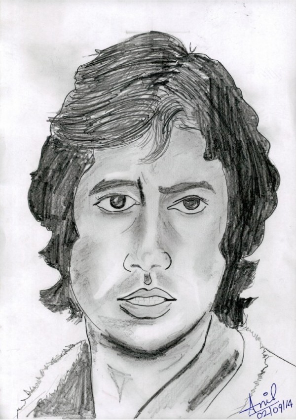 Pencil Sketch of Mr. Amitabh Bachchan - DesiPainters.com