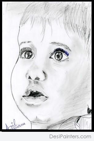 Pencil Sketch of Baby - DesiPainters.com