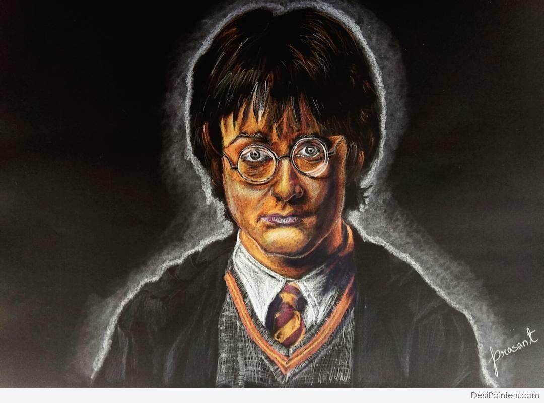 Pencil Color Sketch of Harry Potter